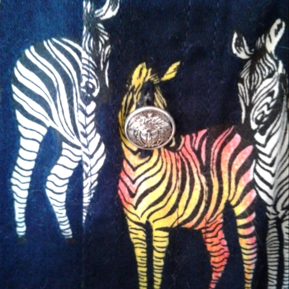  Authentic Gianni Versace Zebra button down up Shirt jeans Couture men's XL - Picture 5 of 7